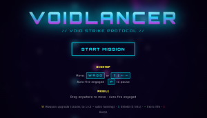 誘導ミサイルで敵を殲滅！3段階武器強化システム搭載のブラウザシューティング「VOIDLANCER」が無料公開